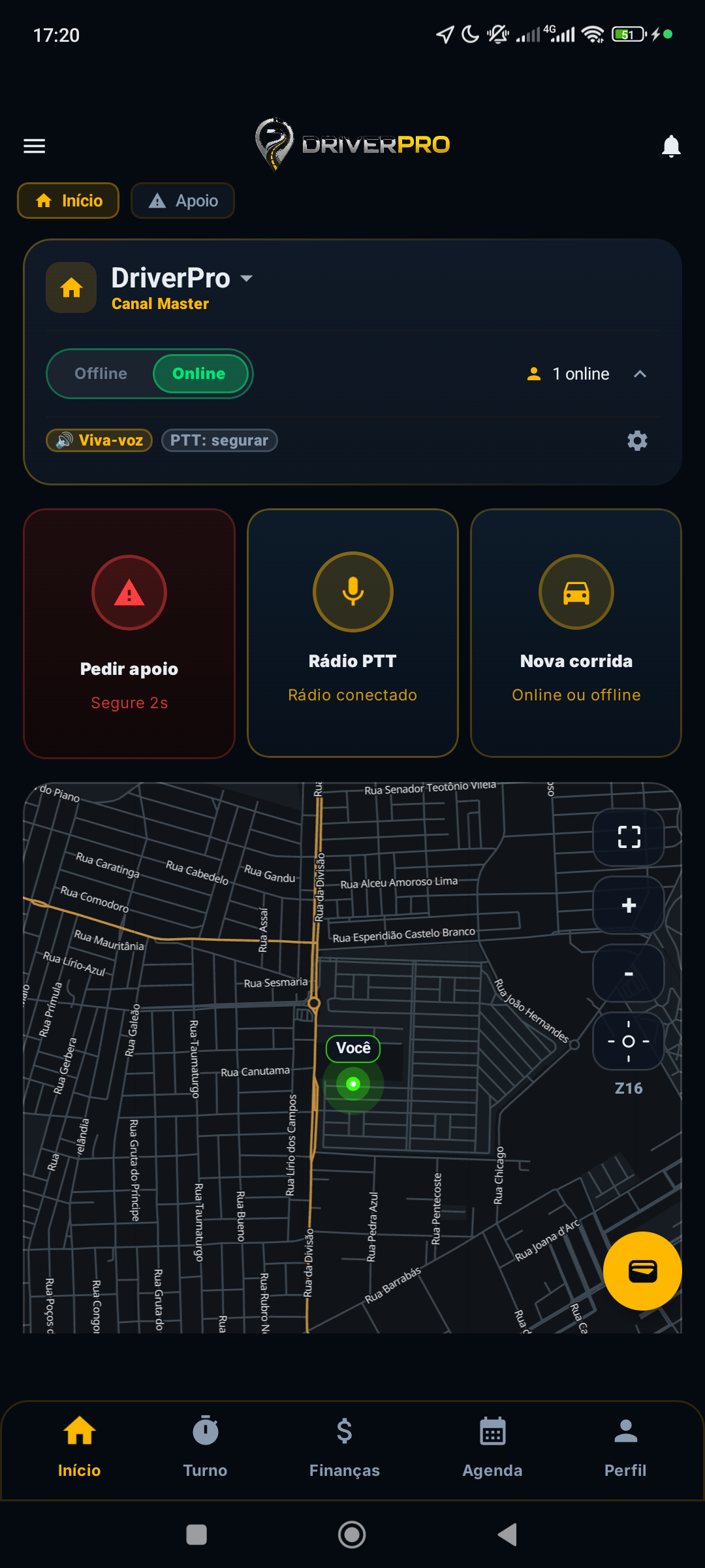 Canaleta no app Android: mapa, Online e rádio